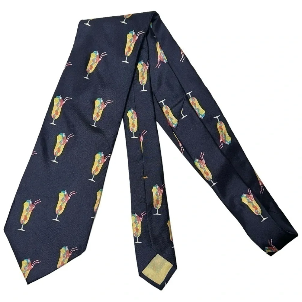 Saks Fifth Avenue 5th Navy Blue Rainbow Sherbet Ice Cream Sundae Necktie Tie